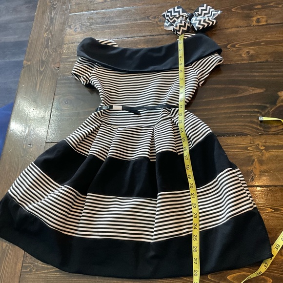 (NWOT) Black and White Striped Dress with Bow - Picture 7 of 10
